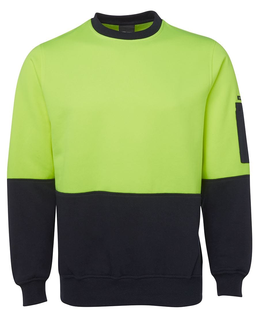 JB's Wear Crews Lime/Navy / XS JB's Wear Hi Vis Fleecy Crew