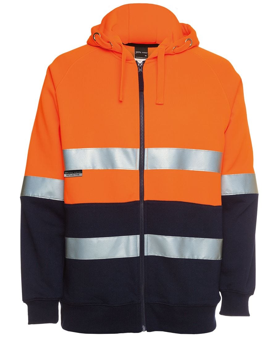 JB's Wear Hoodies Orange/Navy / XS JB's Wear Hi Vis (D+N) Full Zip Fleecy Hoodie
