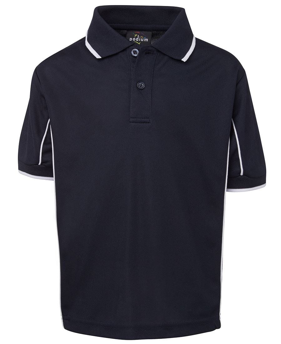 JB's Wear Podium Navy/White / 4 Podium Kids S/S Piping Polo
