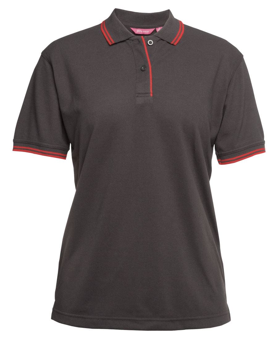 JB's Wear Polos / Shirts Gunmetal/Red / 8 JB's Wear Ladies Contrast Polo
