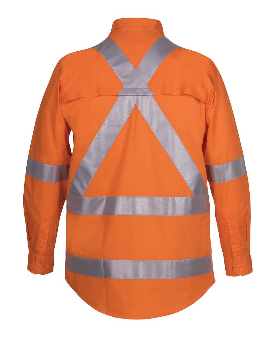 JB's Wear Polos / Shirts JB's Wear Hi Vis (D+N) L/S 150G Cross Back Tape Shirt