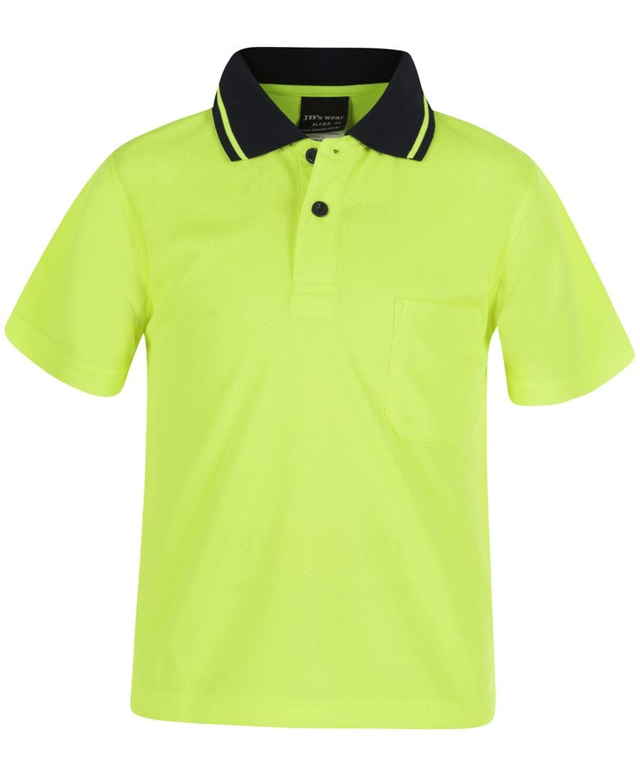 JB's Wear Polos / Shirts Lime/Navy / 0 JB's Wear Kids Hi Vis Non Cuff Traditional Polo
