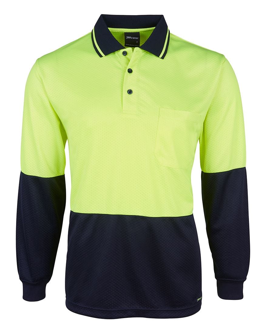 JB's Wear Polos / Shirts Lime/Navy / 2XS JB's Wear Hi Vis L/S Jacquard Polo