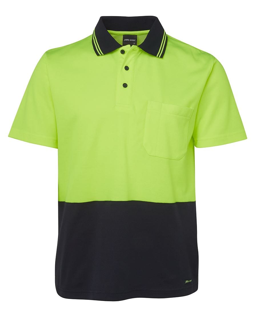 JB's Wear Polos / Shirts Lime/Navy / 2XS JB's Wear Hi Vis Non Cuff S/S Cotton Back