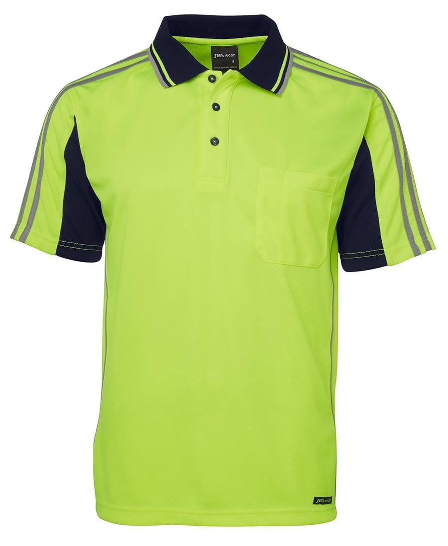 JB's Wear Polos / Shirts Lime/Navy / 2XS JB's Wear Hi Vis S/S Arm Tape Polo