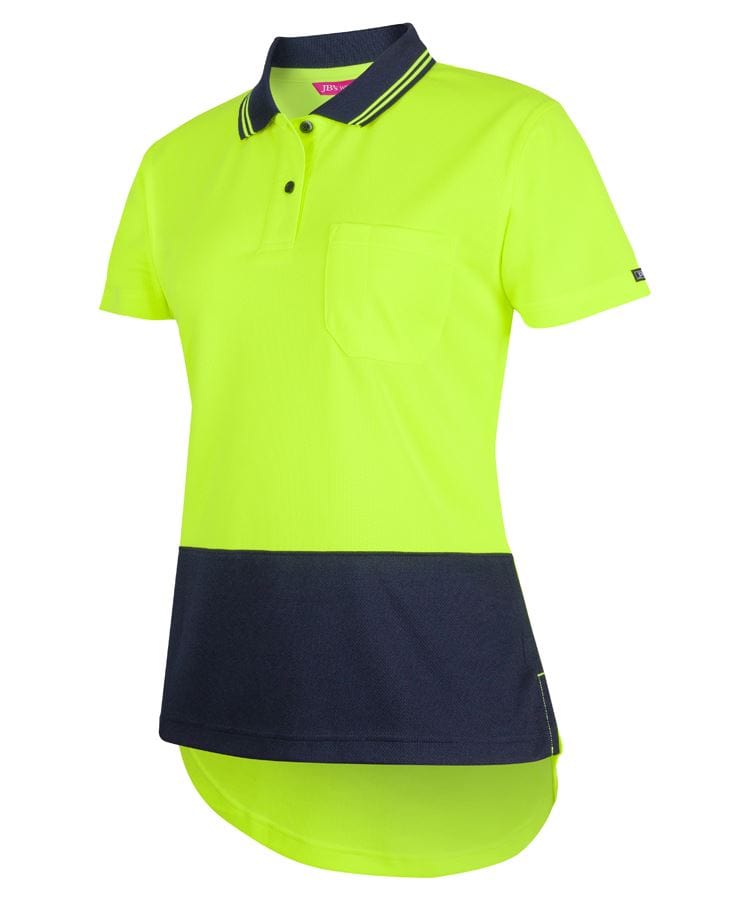 JB's Wear Polos / Shirts Lime/Navy / Size 8 JB's Ladies Hi Vis S/S Drop Tail Polo