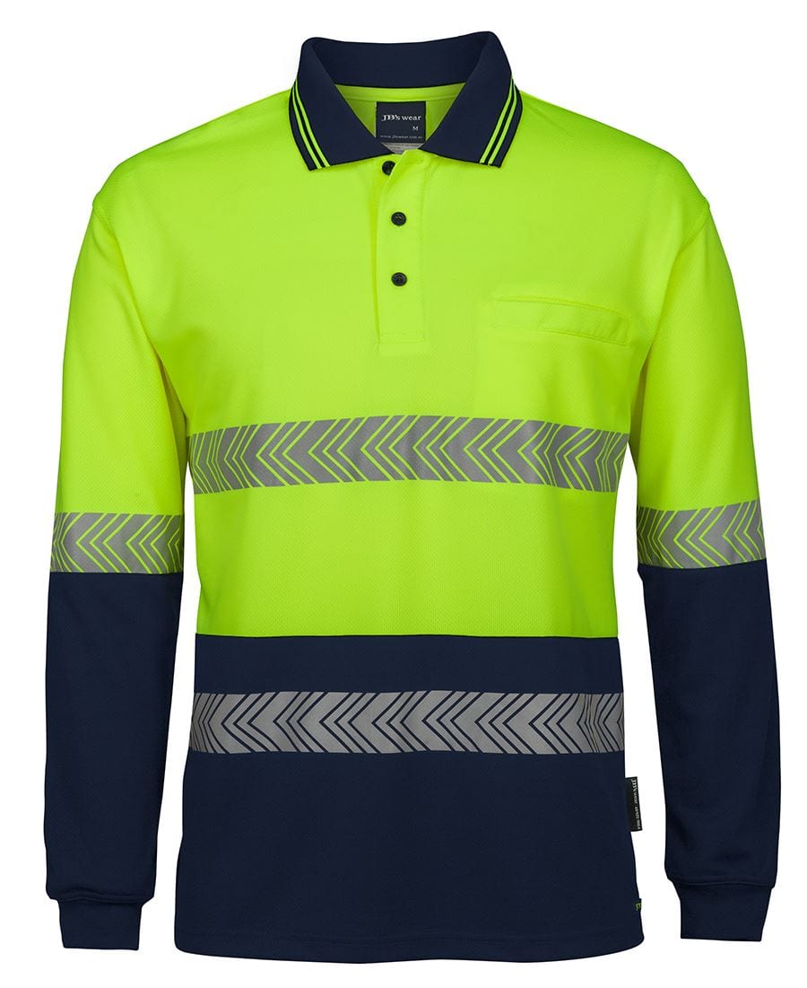 JB's Wear Polos / Shirts Lime/Navy / XS JB's Wear Hi Vis L/S Segmented Tape Polo