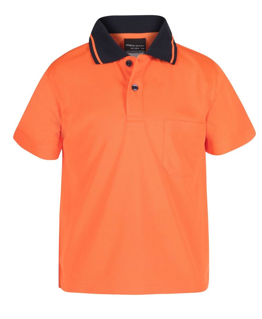 JB's Wear Polos / Shirts Orange/Navy / 0 JB's Wear Kids Hi Vis Non Cuff Traditional Polo