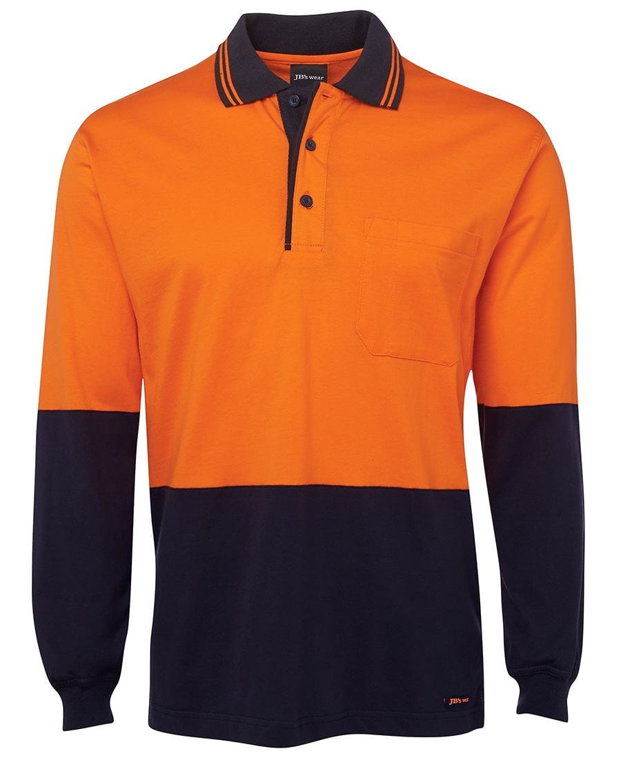 JB's Wear Polos / Shirts Orange/Navy / 2XS JB's Wear Hi Vis L/S Cotton Polo