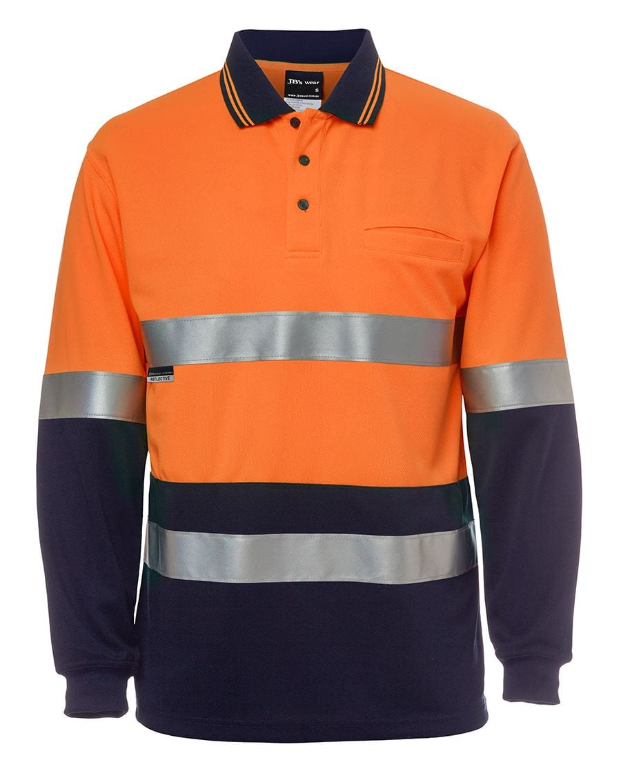 JB's Wear Polos / Shirts Orange/Navy / 2XS JB's Wear Hi Vis L/S (D+N) Traditional Polo