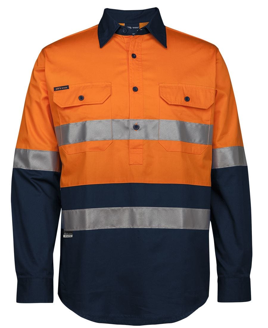 JB's Wear Polos / Shirts Orange/Navy / XS JB's Wear Hi Vis (D+N) Close Front L/S 150G Work Shirt
