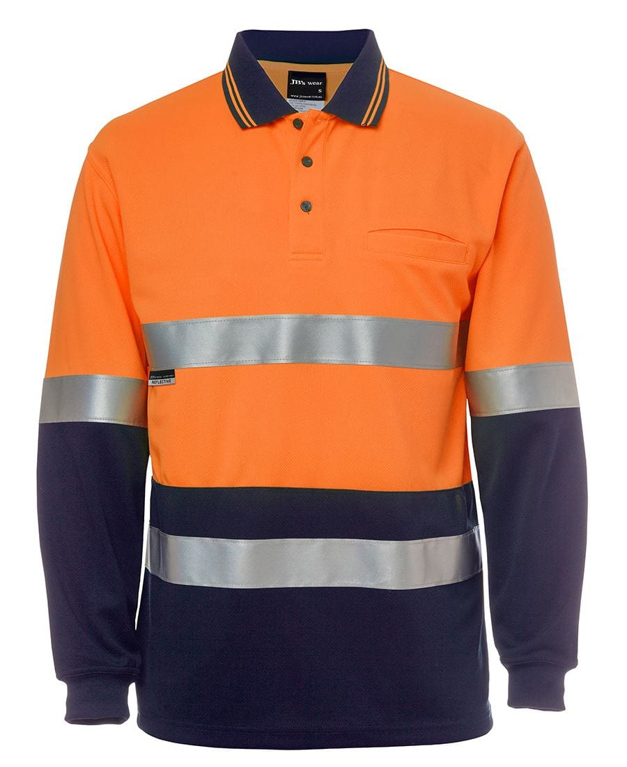 JB's Wear Polos / Shirts Orange/Navy / XS JB's Wear Hi Vis L/S (D+N) Cotton Back Polo