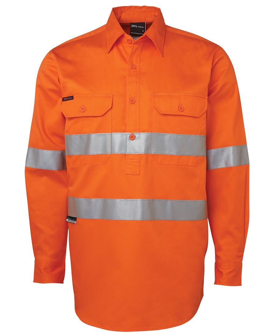 JB's Wear Polos / Shirts Orange / XS JB's Wear Hi Vis L/S (D+N) 190G Close Front Shirt