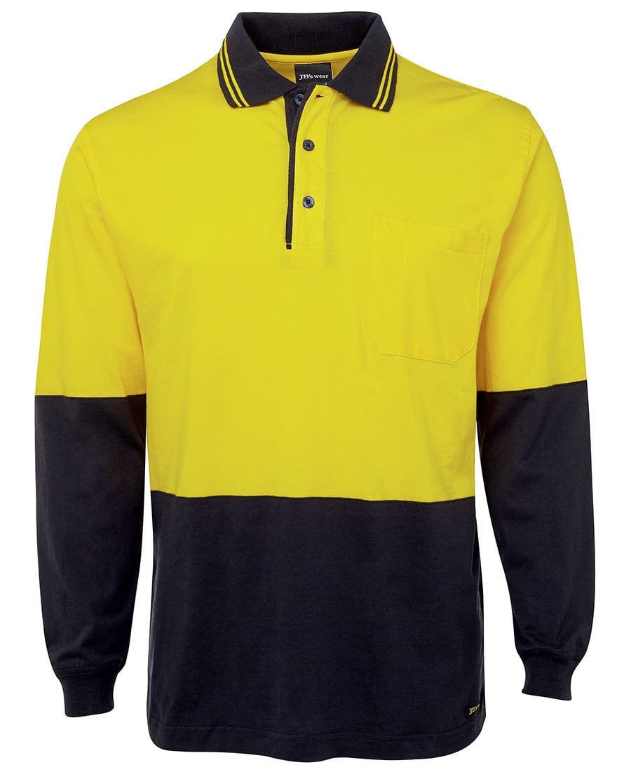 JB's Wear Polos / Shirts Yellow/Navy / 2XS JB's Wear Hi Vis L/S Cotton Polo