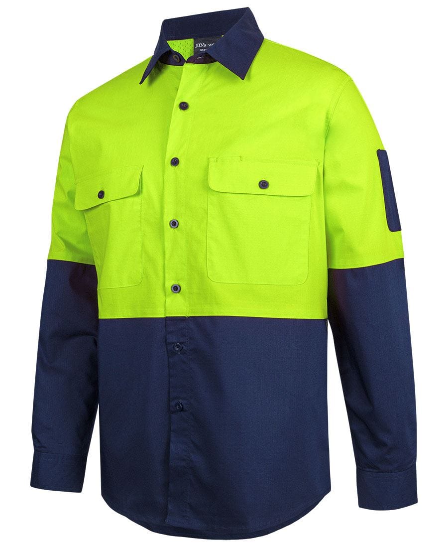 JB's Wear Polos / Shirts Yellow/Navy / XS JB's Hi Vis Class F Ripstop L/S Work Shirt