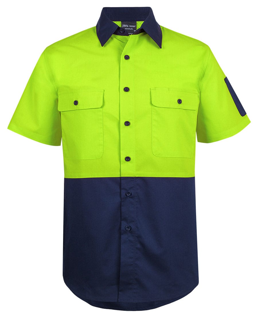 JB's Wear Polos / Shirts Yellow/Navy / XS JB's Hi Vis Class F Ripstop S/S Work Shirt
