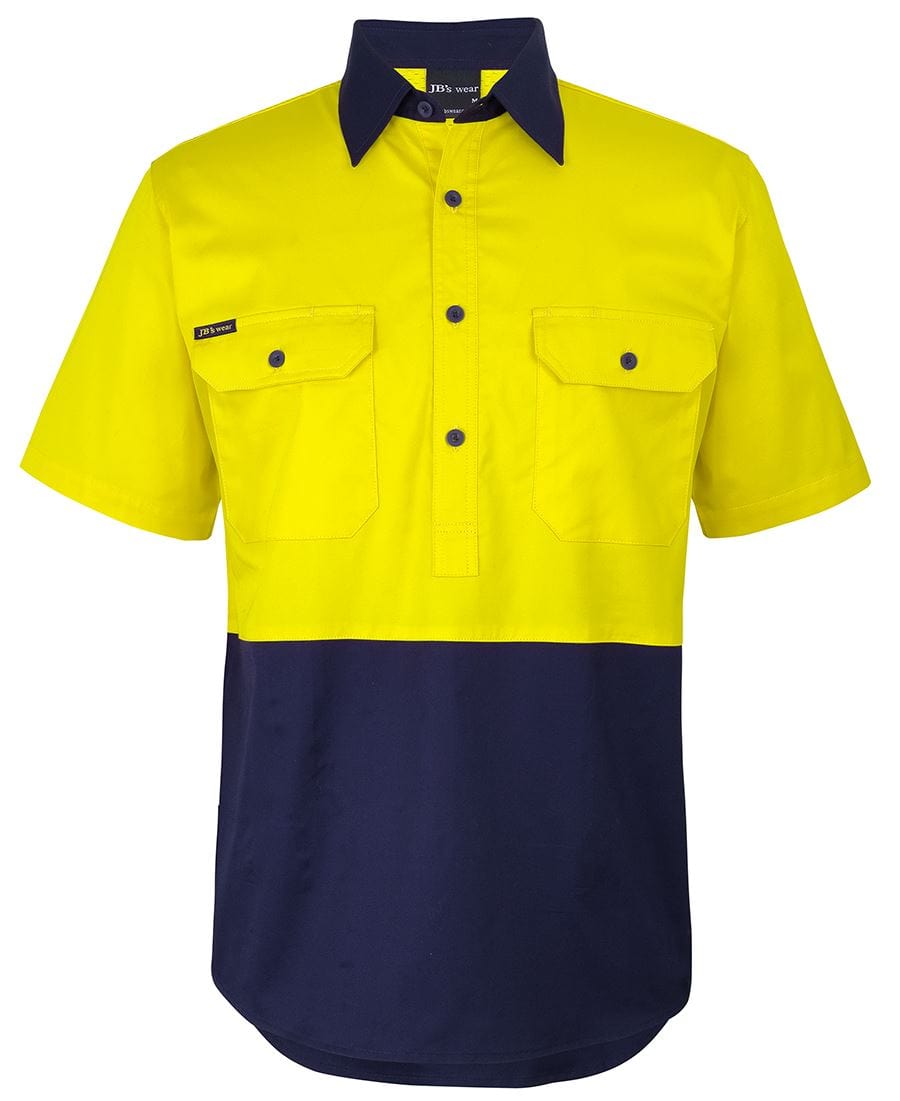JB's Wear Polos / Shirts Yellow/Navy / XS JB's Wear Hi Vis Close Front S/S 150G Work Shirt