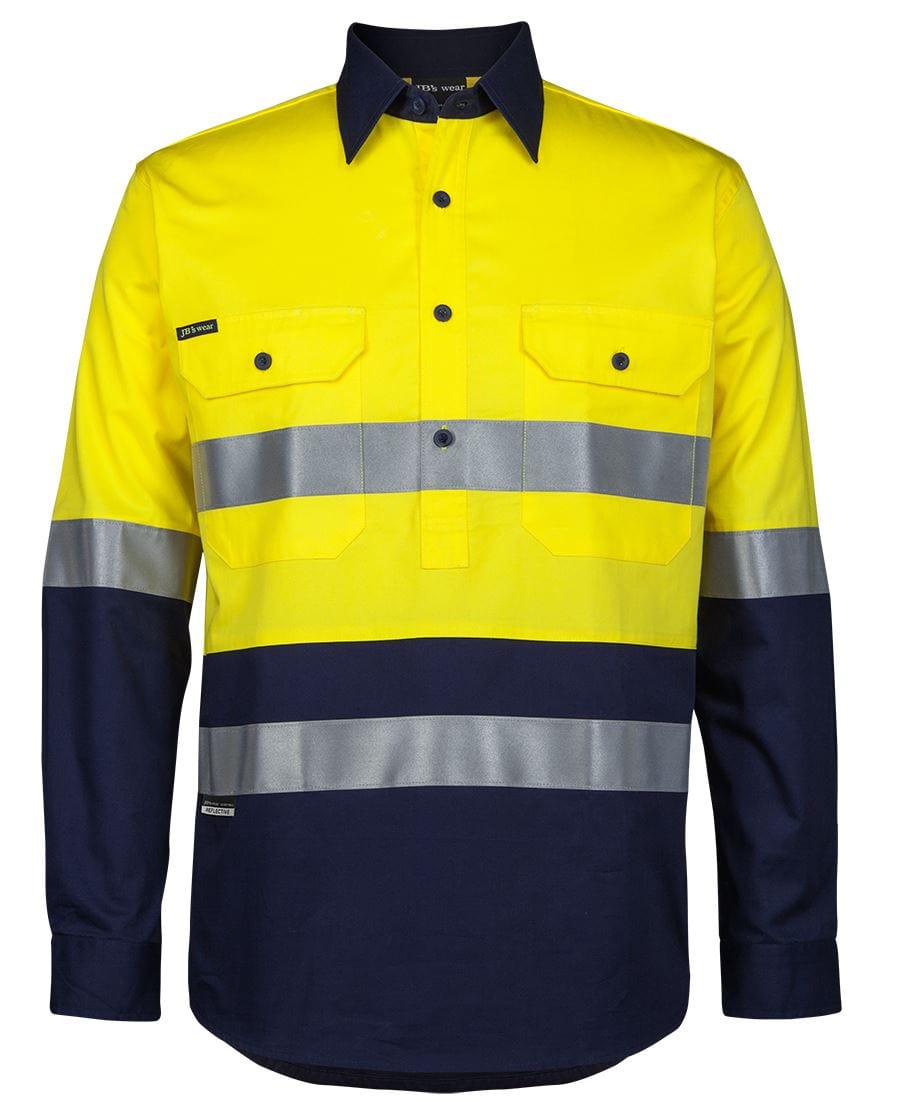 JB's Wear Polos / Shirts Yellow/Navy / XS JB's Wear Hi Vis (D+N) Close Front L/S 150G Work Shirt