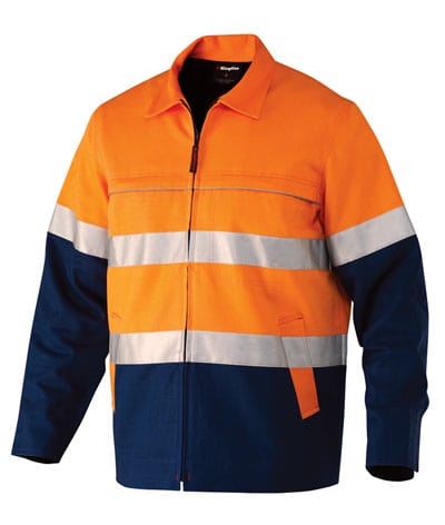King Gee Jackets / Vests Orange/Navy / S King Gee Reflective Spliced Nano-tex Drill Jacket