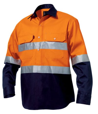King Gee King Gee Cf Reflective Spliced Drill Shirt L/S Hoop