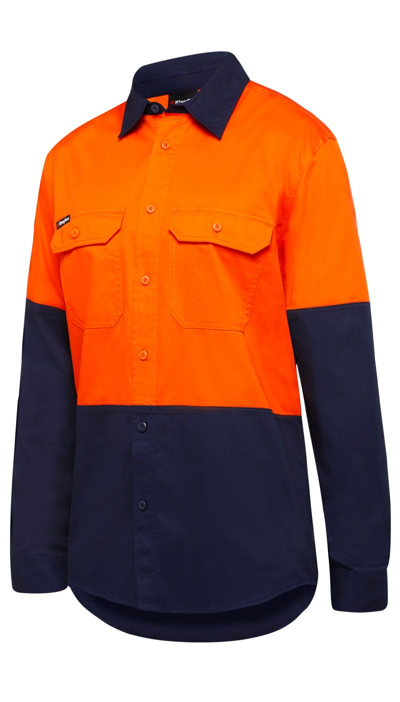 King Gee King Gee Engineered Basic 2 Tone Spliced Shirt Stretch
