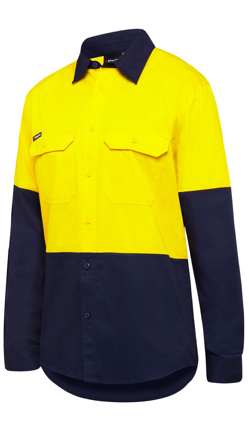 King Gee King Gee Engineered Basic 2 Tone Spliced Shirt Stretch