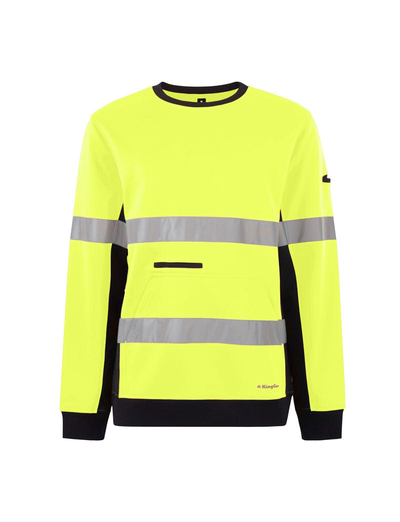 King Gee King Gee Hi Vis Reflective Crew Neck Fleece