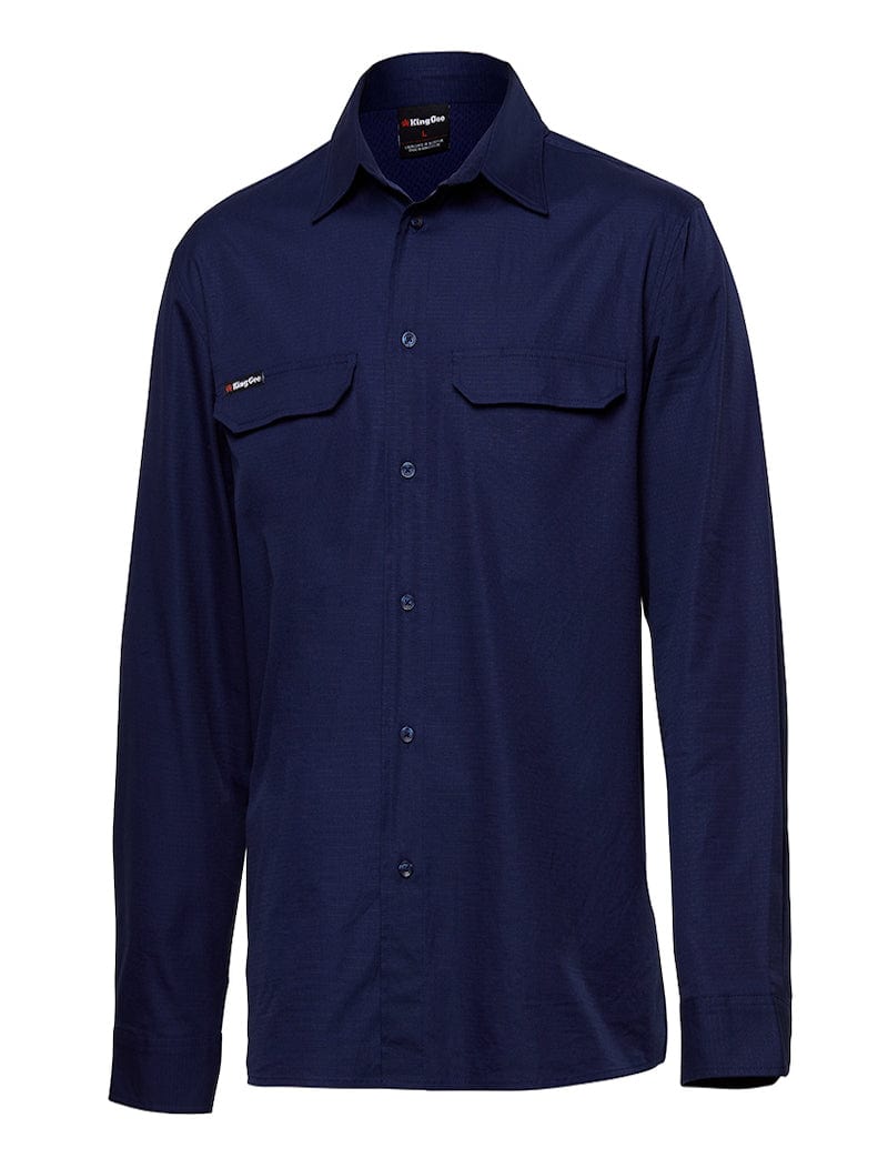 King Gee Polos / Shirts Navy / XS King Gee Wc Pro Stretch Ripstop Shirt L/S