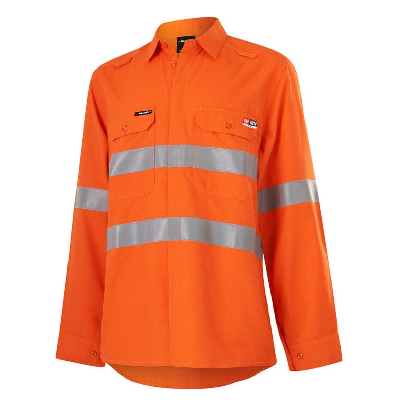 King Gee Polos / Shirts Orange / 8 King Gee Shieldtec Lenzing Fr W Hi-Vis Ls Shirt T