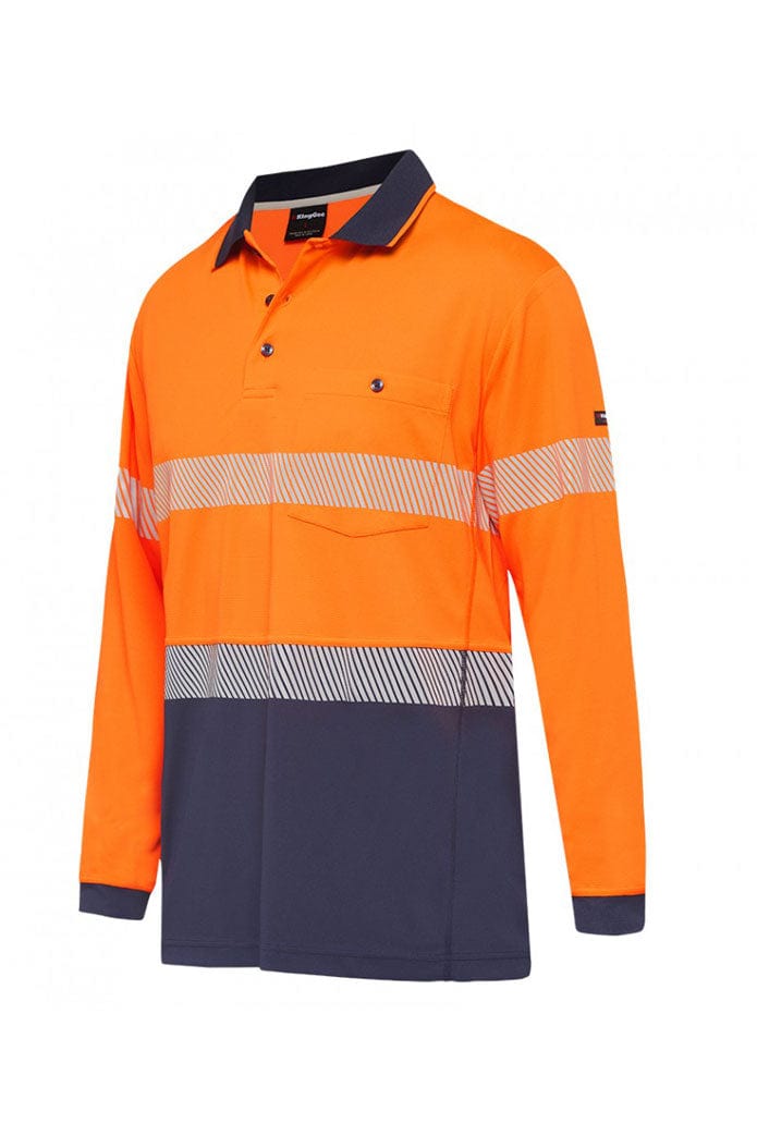 King Gee Polos / Shirts Orange/Navy / S King Gee Wc Hf Spl Taped L/S