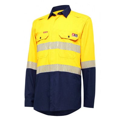 King Gee King Gee Shildtech Lenzing Fr Hivis 2T Open Front Ls Shirt
