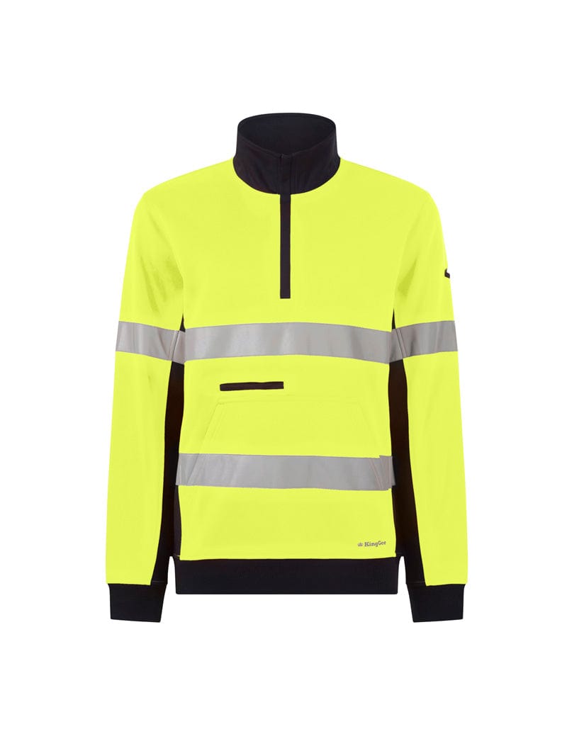 King Gee Yellow/Navy / 2XS King Gee Hi Vis Reflective 1/4 Zip Fleece