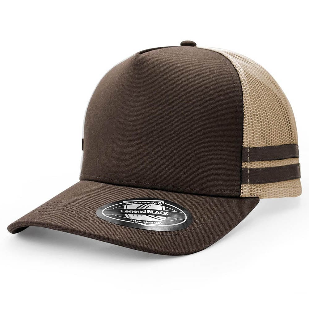 Legend Black Hats Brown/Khaki/Brown/Brown / OSFA Legend Black Striped Trucker