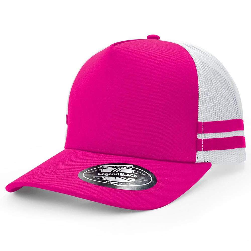 Legend Black Hats Hot Pink/White/Hot Pink/Hot Pink / OSFA Legend Black Striped Trucker