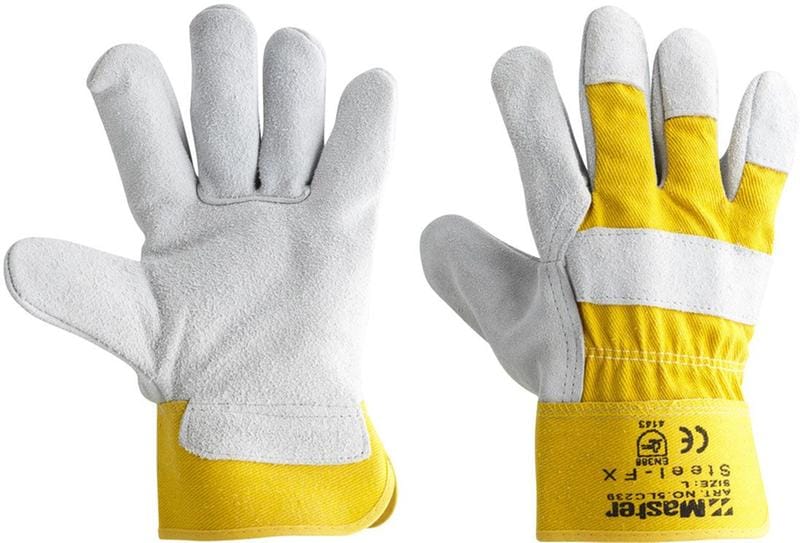 Master Gloves L Master Safety Glove Steel FX Leather Yellow Canvas Back Large