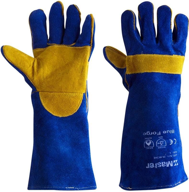 Master Gloves L Master Welding Glove Blue Forge Leather Reinforced Palm Kevlar Stitching 40cm