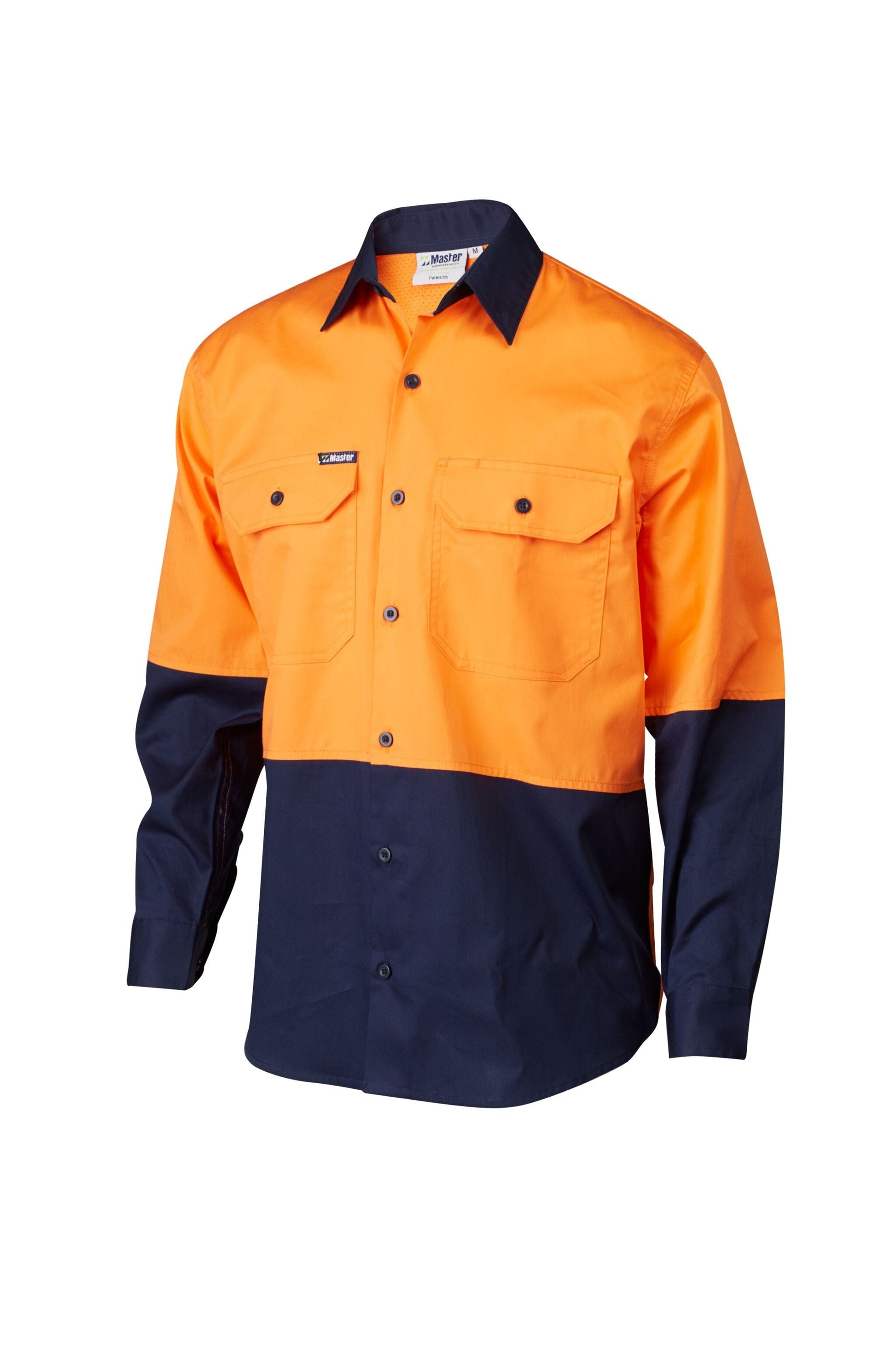 Master Polos / Shirts Master L/Sleeve Shirt Hi Vis D 2 Tone 155GSM Cotton Drill Vented