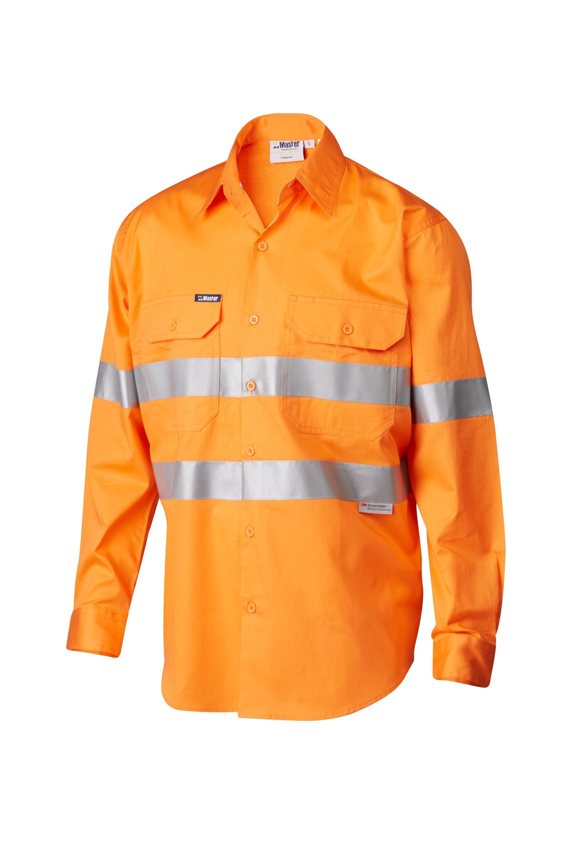 Master Polos / Shirts Master L/Sleeve Shirt Hi Vis D/N 190GSM Cotton Drill