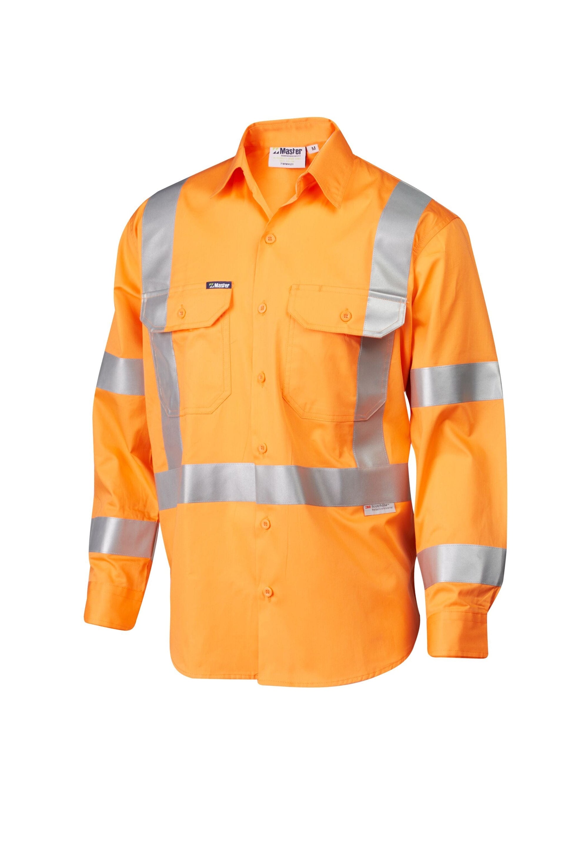 Master Polos / Shirts Master L/Sleeve Shirt Hi Vis D/N NSW Rail 3M Taped 155GSM Cotton Drill
