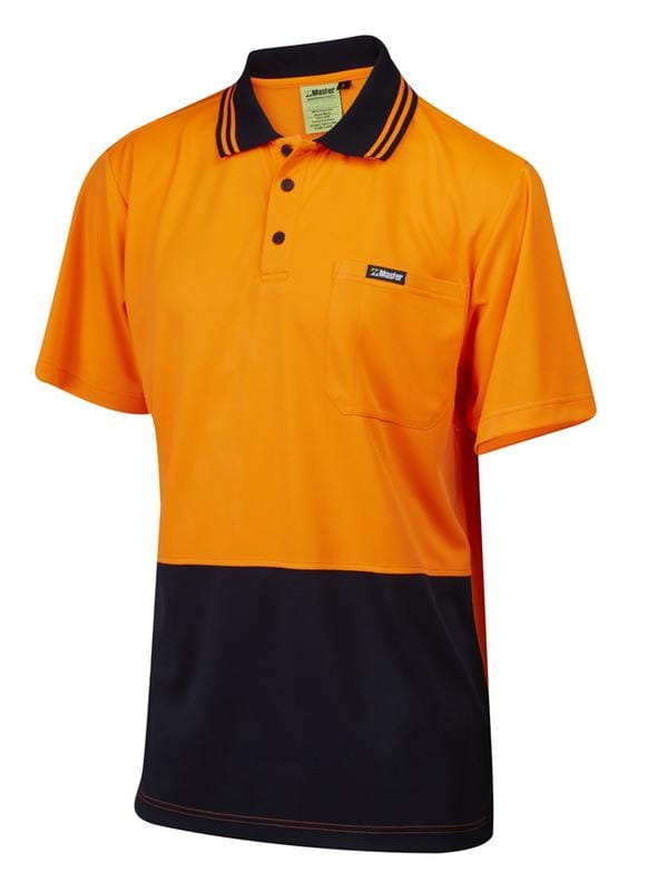 Master Polos / Shirts Master S/Sleeve Polo Hi Vis 2 Tone 185GSM Polyester/Cotton Back