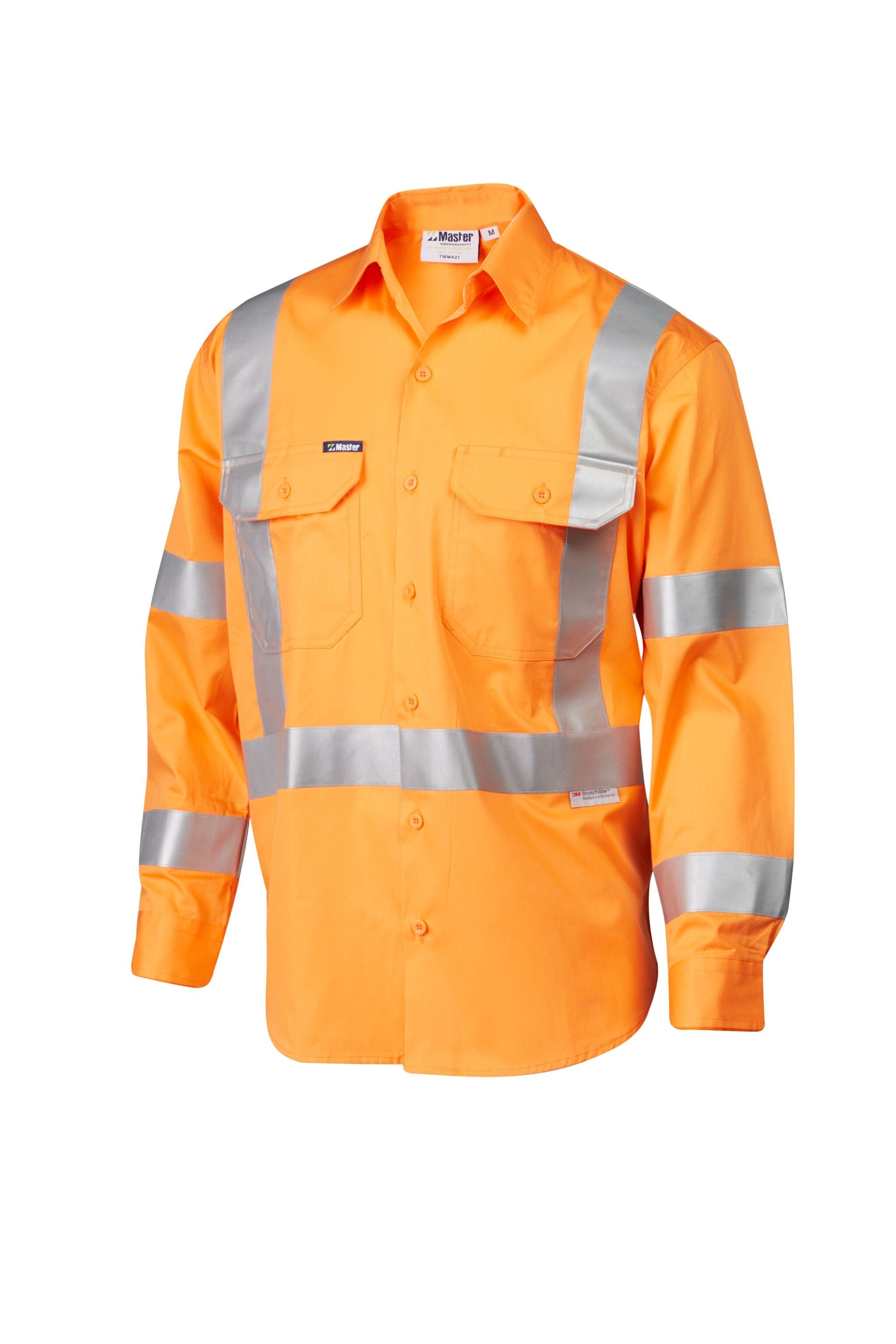 Master Polos / Shirts Master Womens L/Sleeve Shirt Hi Vis D/N NSW Rail Taped 155GSM Cotton Drill