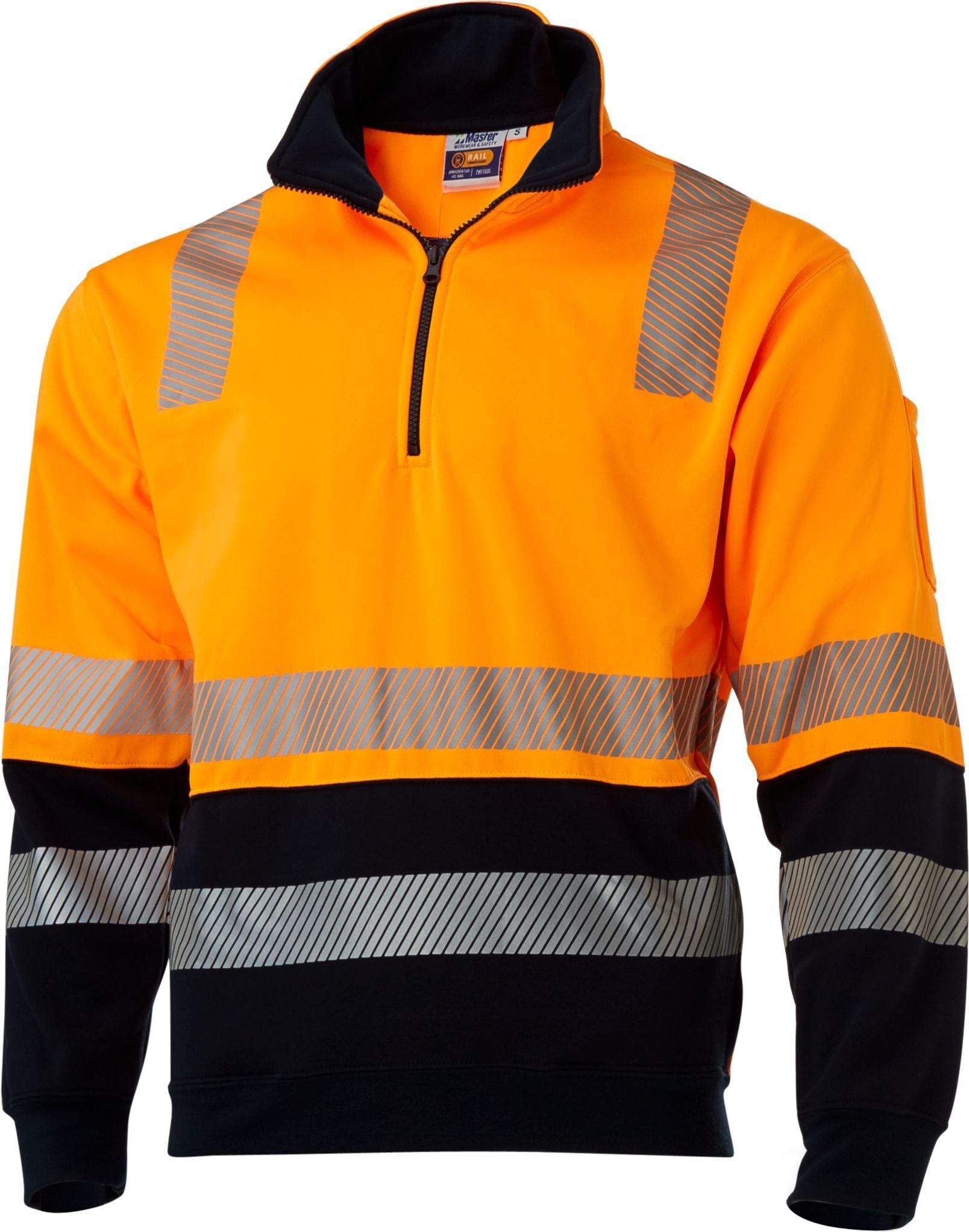 Master Sweatshirts Master L/Sleeve Windcheater VIC Rail Hi Vis D/N 2 Tone Taped 300GSM Cotton Jersey