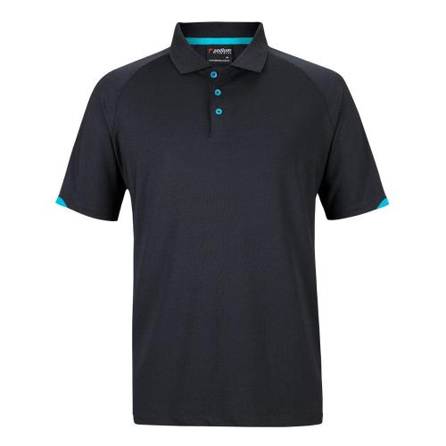 Podium Polos / Shirts Black/Aqua / 3XS Podium Contrast Stretch Polo
