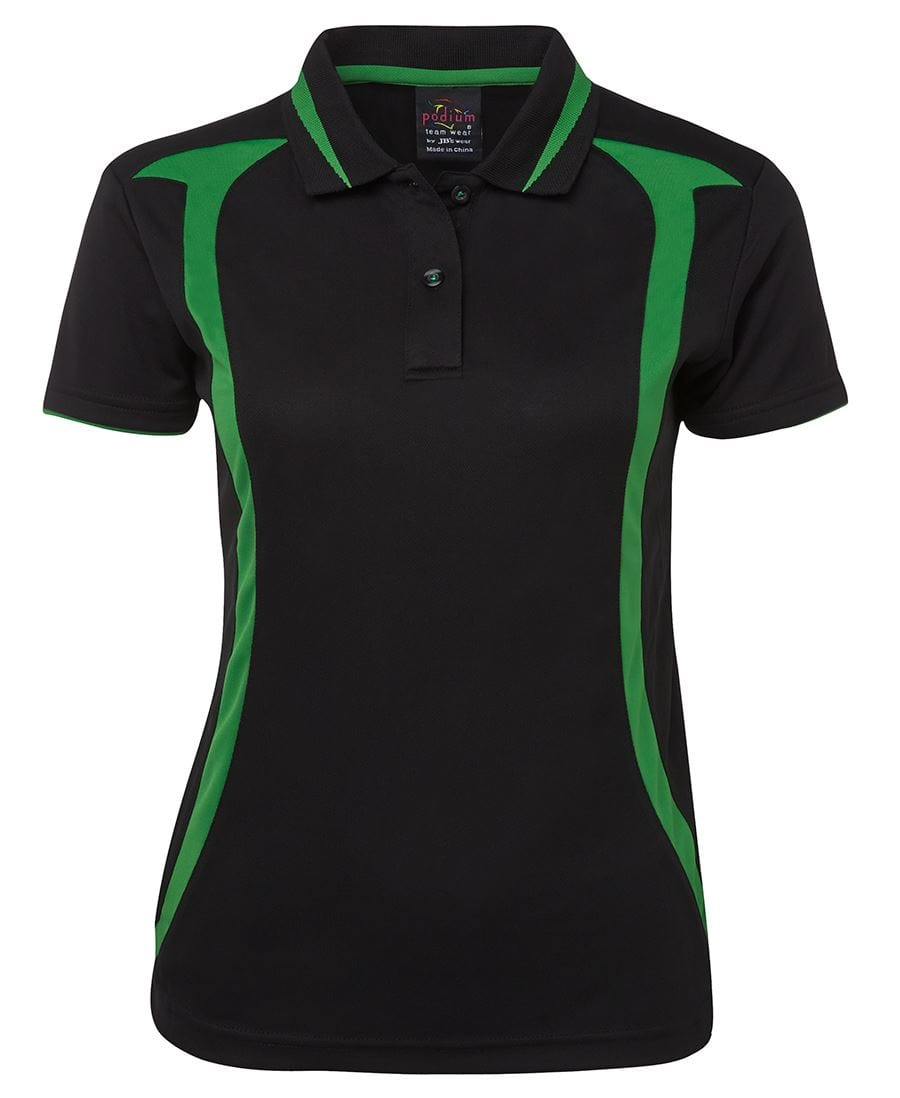 Podium Polos / Shirts Black/Pea Green / 8 Podium Ladies Swirl Polo