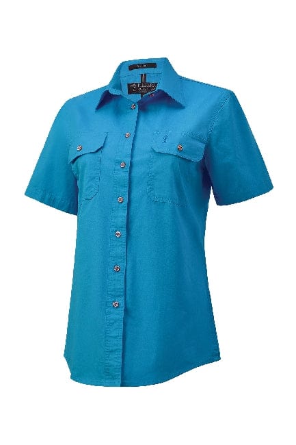 RiteMate Polos / Shirts Azure / 6 Women's Pilbara Open Front S/S Shirt