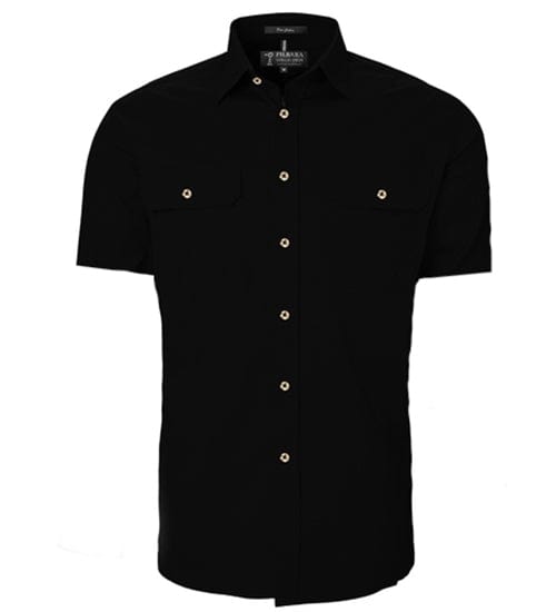 RiteMate Polos / Shirts Black / XS Men's Pilbara Open Front S/S Shirt