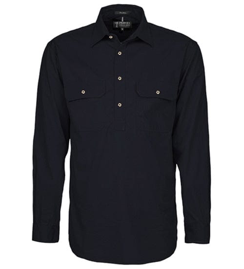 RiteMate Polos / Shirts Black / XS Mens Pilbara Closed Front L/S Shirt