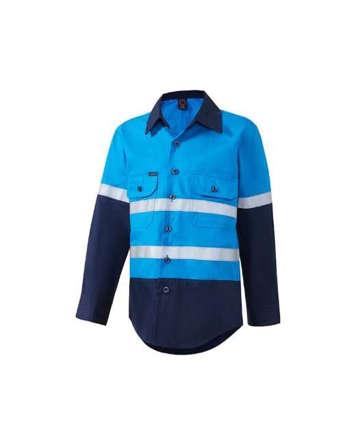 RiteMate Polos / Shirts Blue/Navy / Y0 Kids 2 Tone Open Front Shirt with Tape