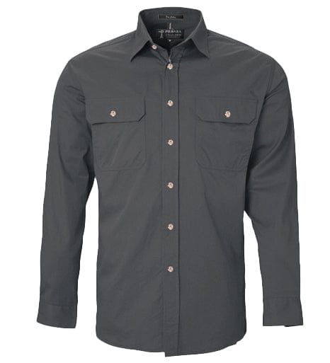RiteMate Polos / Shirts Charcoal / XS Men's Pilbara Open Front L/S Shirt