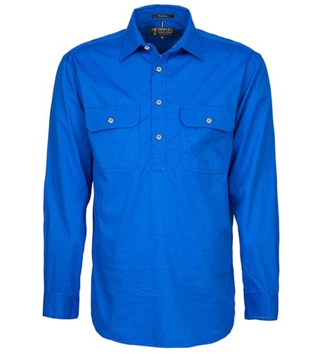 RiteMate Polos / Shirts Cobalt-Blue / XS Men's Pilbara Heavy Weight Closed Front L/S Shirt